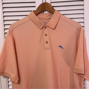 Tommy Bahama Men’s Short Sleeve Polo, Medium, Peach